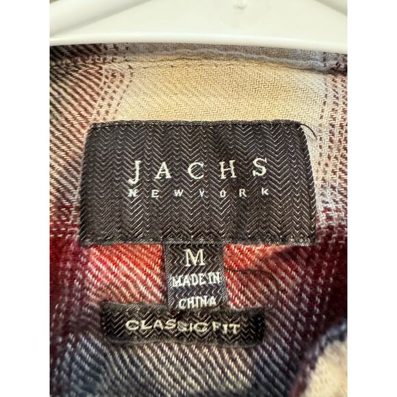 Jachs Newyork Men's Size Medium Plaid Long-Sleeved Button Down Shirt Multicolor - Picture 3 of 4